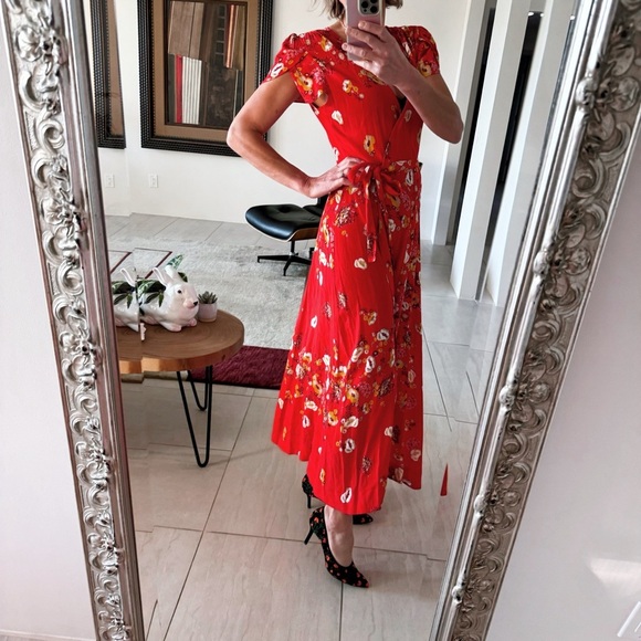 Free People Maxi Wrap Dress Floral Print Size Small - Picture 2 of 8